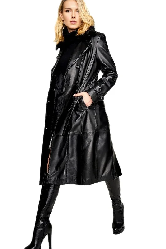 Alexia Original Fur Collar Black Leather Coat For Men Streetwear Bomber Jacket