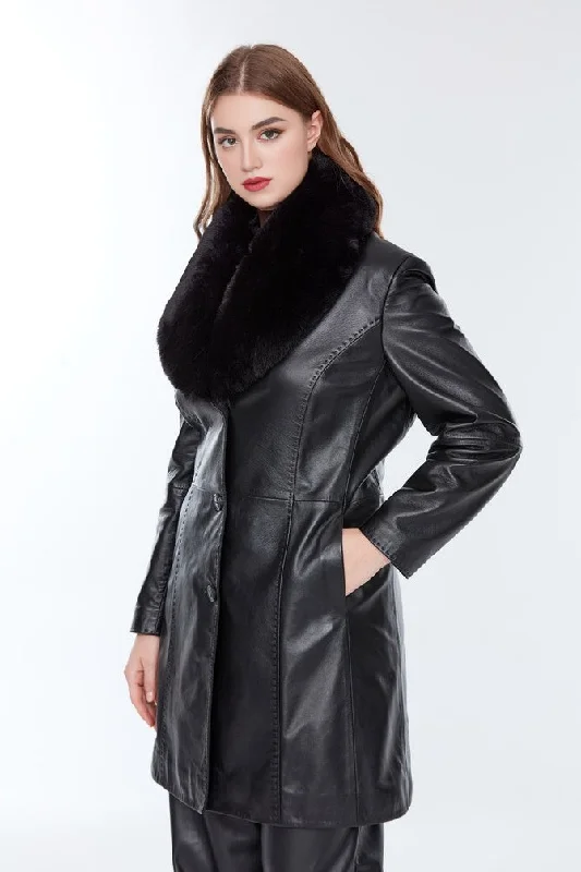 Alice Black Leather Coat for Women Sleeveless Puffer Vest