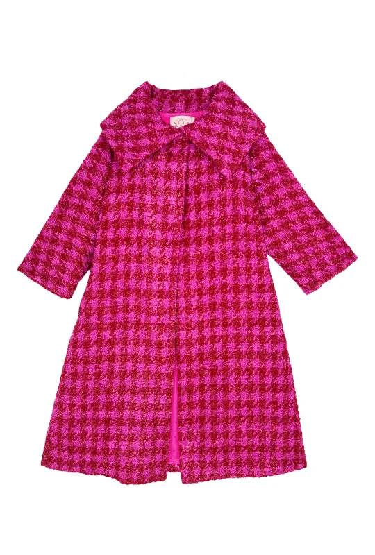 Belted Grace Coat - Pink & Red Tweed Velvet Evening Cape