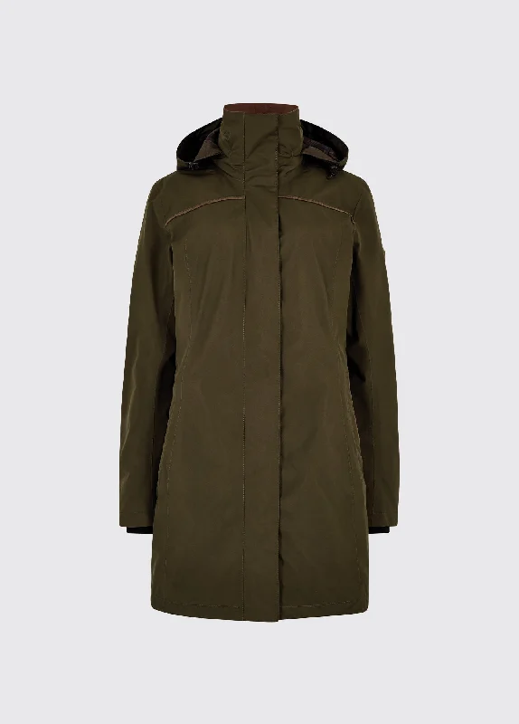 Beaufort GORE-TEX Travel Coat - Olive Minimalist Wool Duster