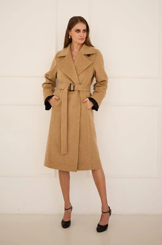 Classic Cashmere Coat Camel A-Line Swing Coat