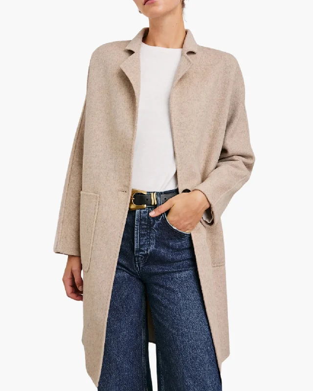 EVEREST COAT IN OATMEAL Stretch Fit Moto Jacket