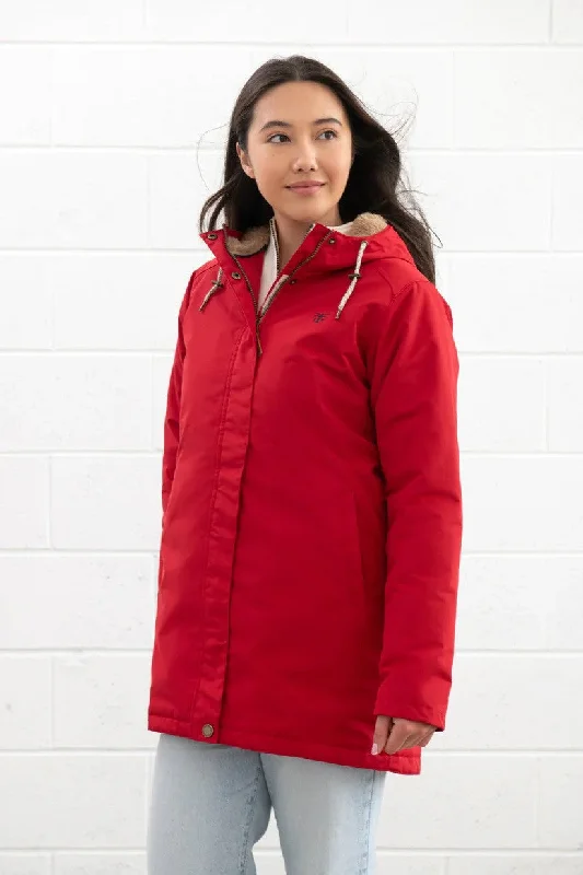 Lighthouse Ladies Waterproof Breathable Windproof Scarlett Mid-hip Coat-RED Waterproof Rain Jacket