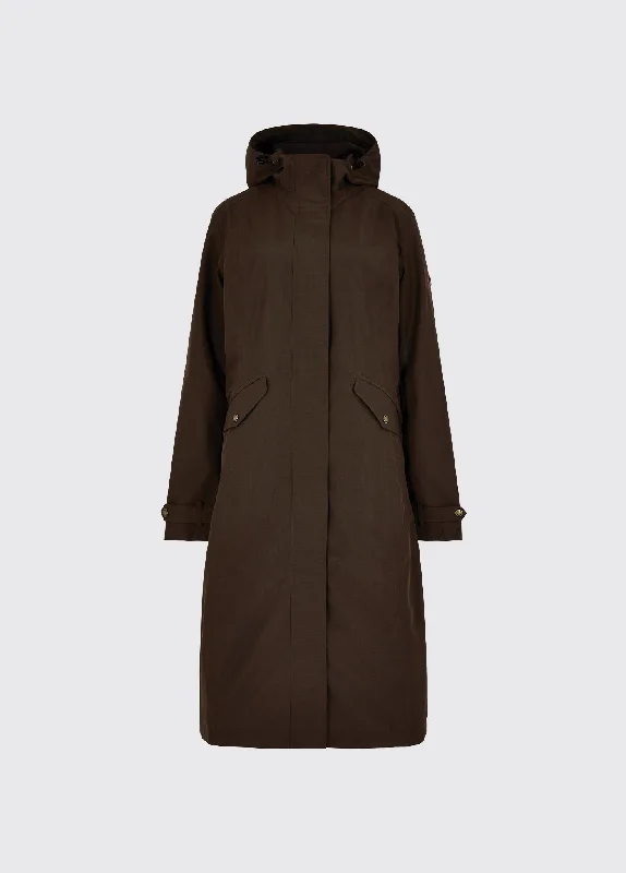 Alderford Waterproof Coat - Mahogany Longline Wool Coat