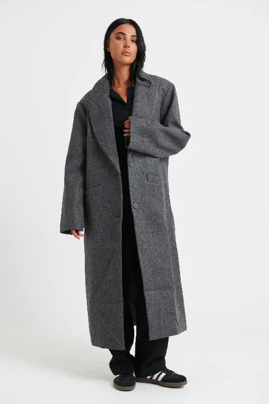 Olsen Coat Grey Marle Collared Pea Coat