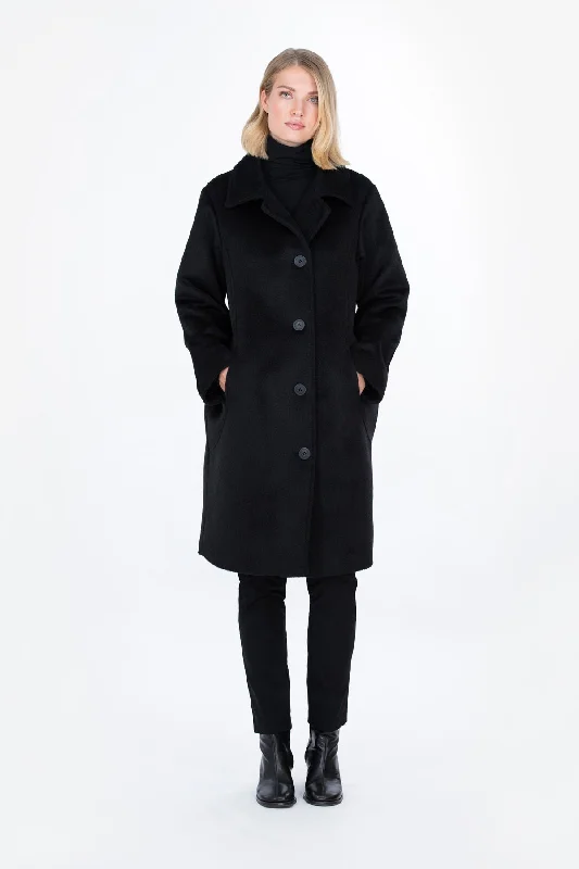 Omena Wool Coat Black Hooded Puffer Anorak