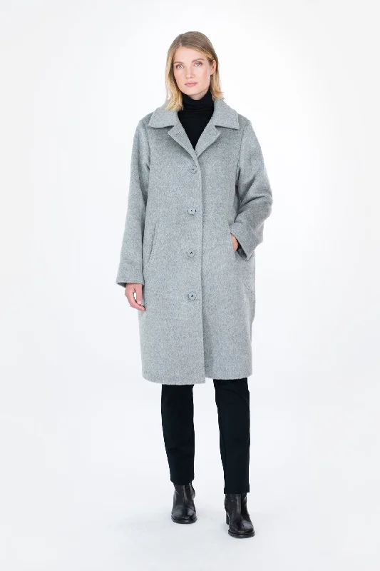 Omena Wool Coat Grey Checkered Wool Shacket