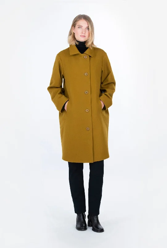 Omena Wool Coat Olive Green A-Line Swing Coat