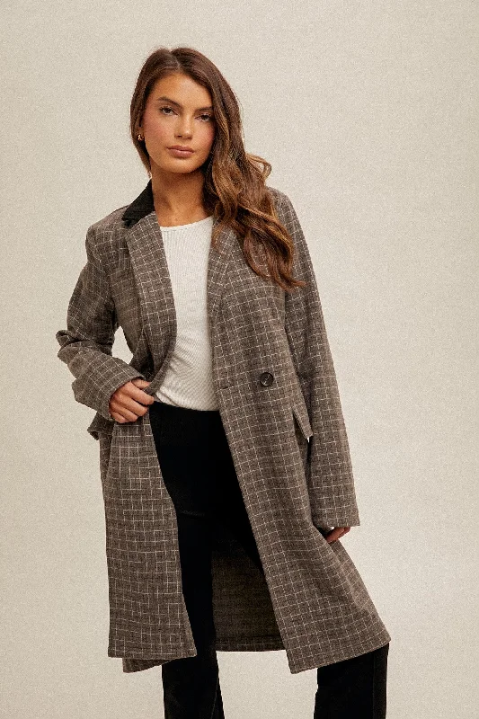 Refined Rebel Checkered Long Coat Soft Flannel Shacket