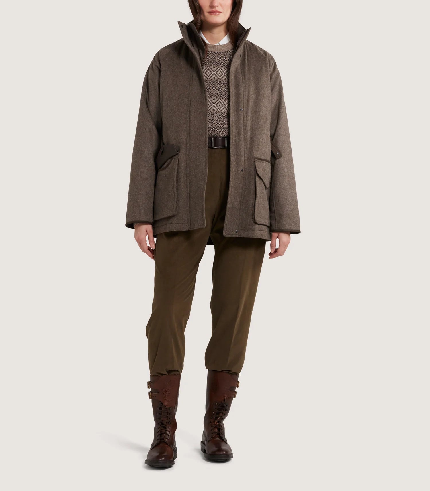 Women's Loden Raglan Field Coat in Taupe Fleece Lined Windbreaker