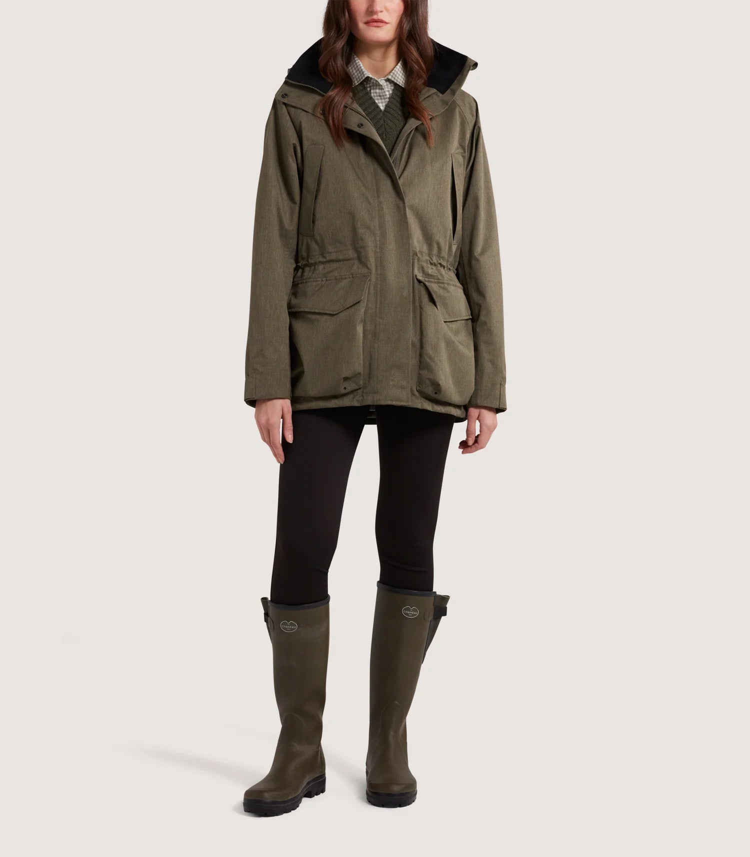 Women's Technical Lancashire Field Coat in Drab Stretchy Active Jacket