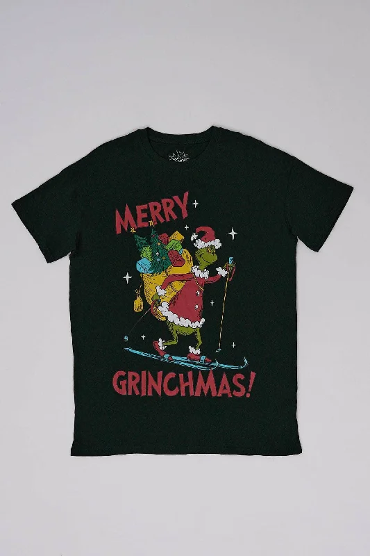 The Grinch Tree Merry Grinchmas Graphic Relaxed Tee Fleece Nylon Spandex