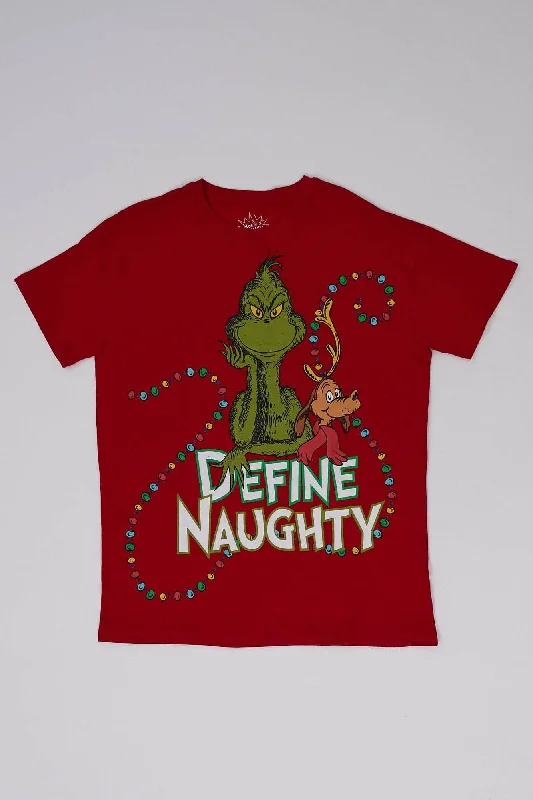 The Grinch Define Naughty Graphic Tee Plaid T-Shirt Polka Dot Checkered