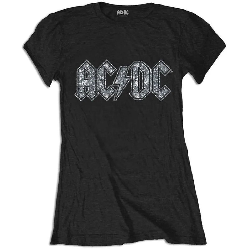 AC/DC Logo Ladies T-Shirt Zippered Front Buttoned Front Snap Front