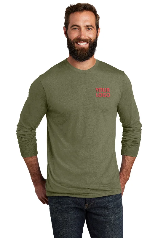 Allmade Unisex Tri-Blend Custom Long Sleeve Tee, Olive You Green Houndstooth Herringbone Solid