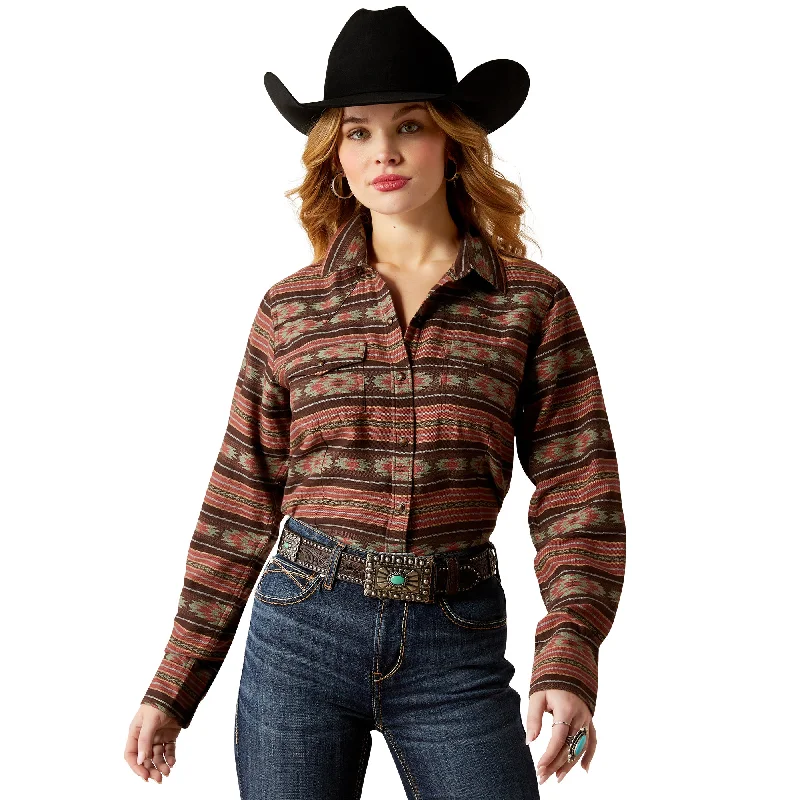 Ariat Ladies Everyday Soft Silt Serape Print Western Snap Shirt 10053884 Collared Crew Neck Turtle Neck