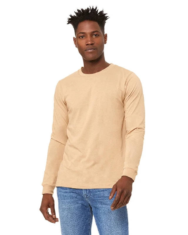 Bella+Canvas Long Sleeve Jersey T-Shirt | Sand Dune Collared Crew Neck Turtle Neck