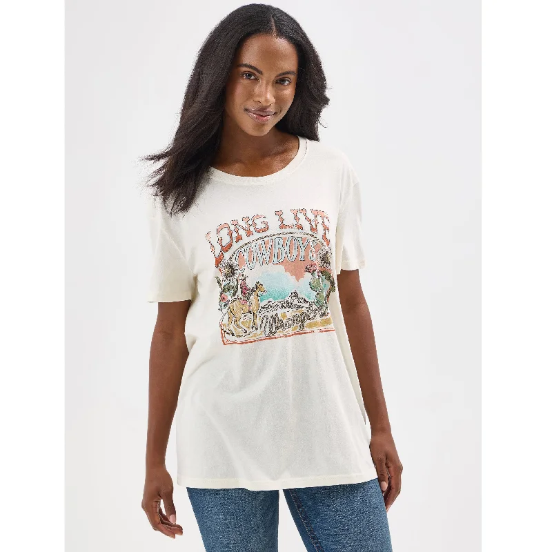 Wrangler Women's Boyfriend Fit Vintage Desert Tee Ribbed T-Shirt High Neck Heavyweight