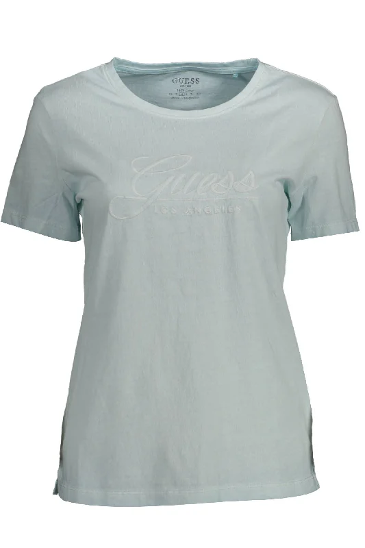 Chic Light Blue Embroidered Tee Fashionable Trendy Casual