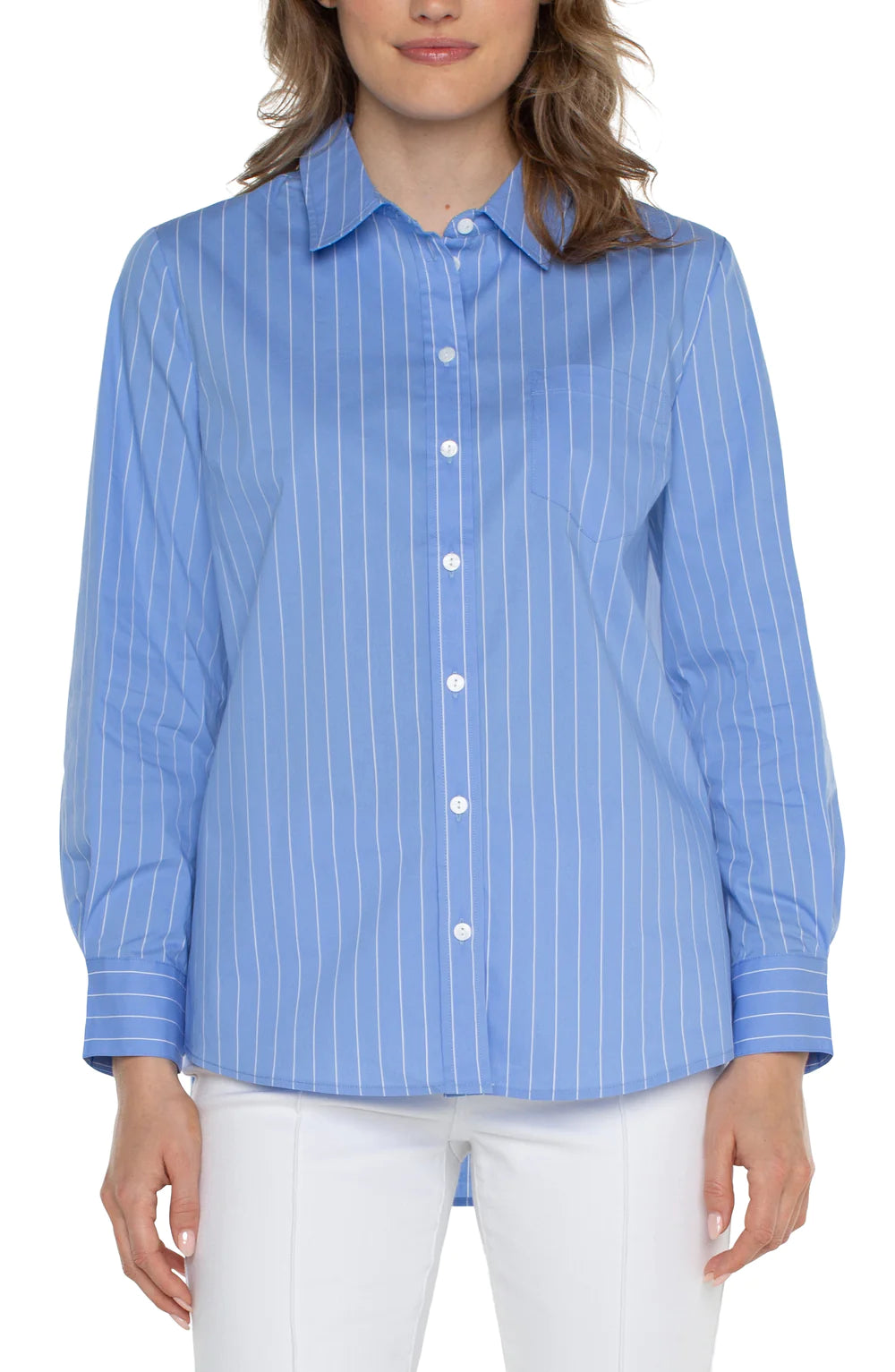 Classic Fit Poplin Shirt in Blue Polka Dot Checkered Tartan