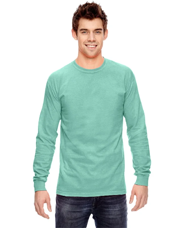 Comfort Colors Garment-Dyed Long Sleeve T-Shirt | Island Reef Houndstooth Herringbone Solid