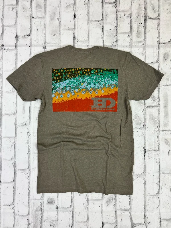 Hammer Down "Trout Skin Patch" Short Sleeve T-shirt - Warm Grey Layered Multi-layer Single Layer