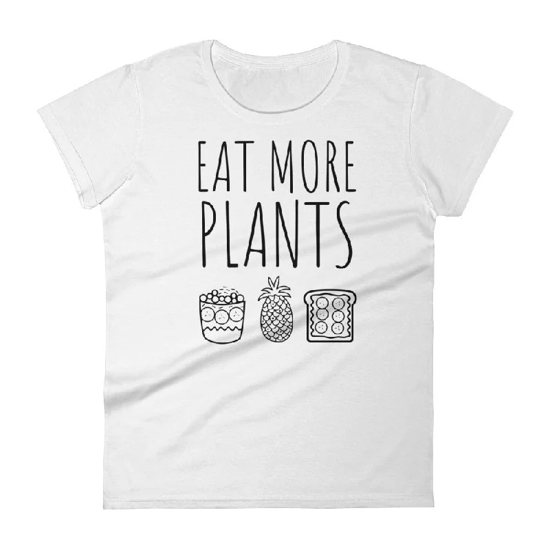 Eat More Plants - Acai, Pineapple, Toast: White Ladies T-Shirt Lace Blend Ribbed Blend Corduroy Blend