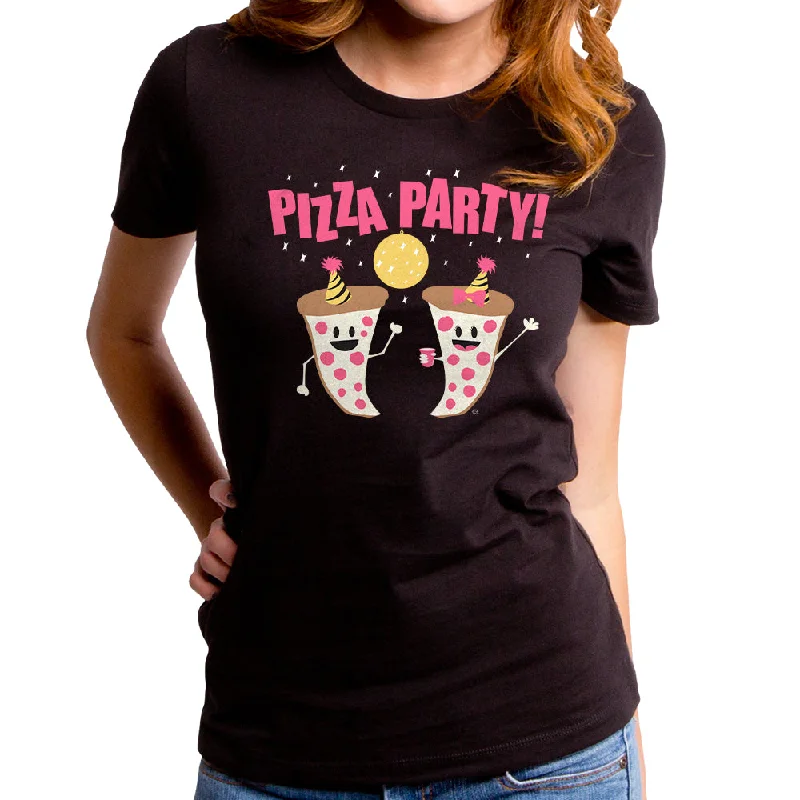 Pizza Party  Women's T-Shirt Denim Fabric Leather Fabric Suede Fabric