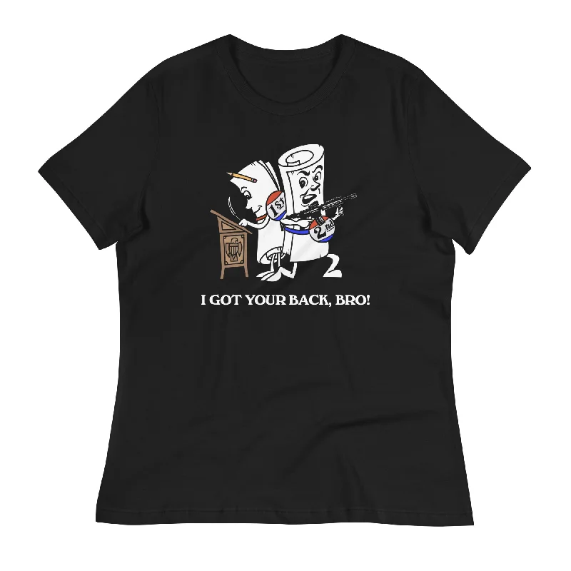 I Got Your Back Bro 1st and 2nd Amendment Ladies Relaxed Fit T-Shirt Welt Pockets Slit Pockets Flap Pockets