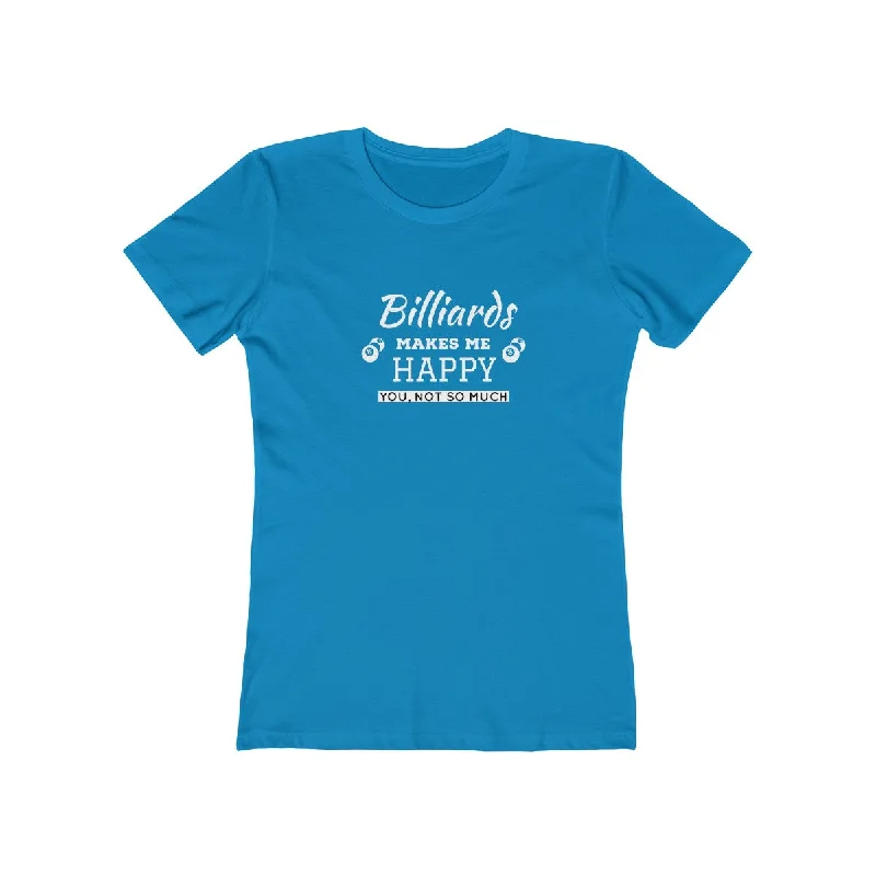 "Billiards Make Me Happy" Women's The Boyfriend Tee Print Jacquard Patchwork