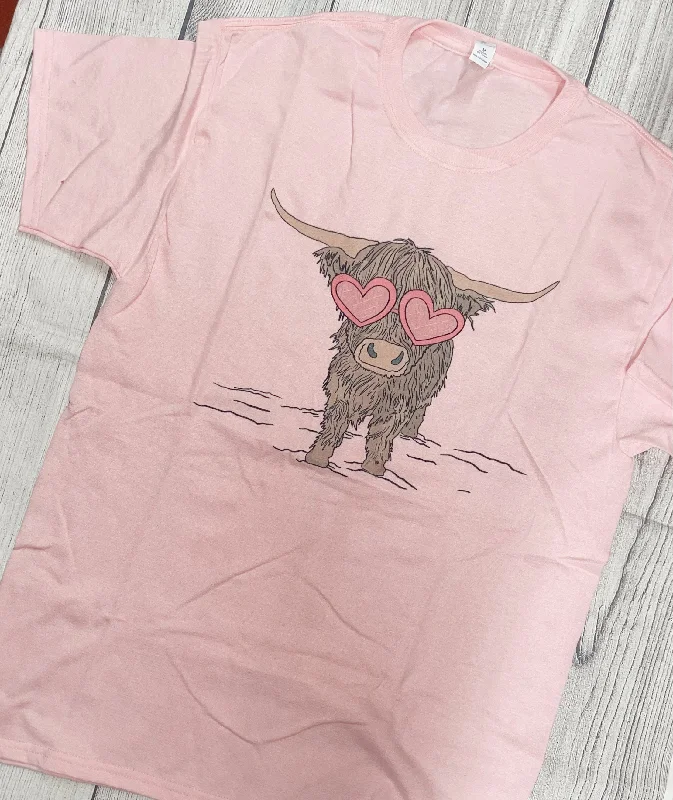 Heart Eye Highlander Tee Solid Print Embellished