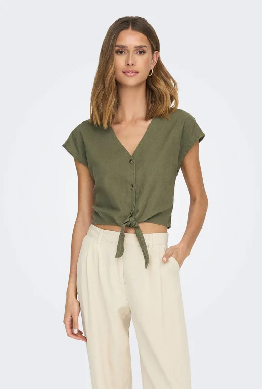 JDY SAY SS LINEN KNOT SHIRT Modern Contemporary Chic