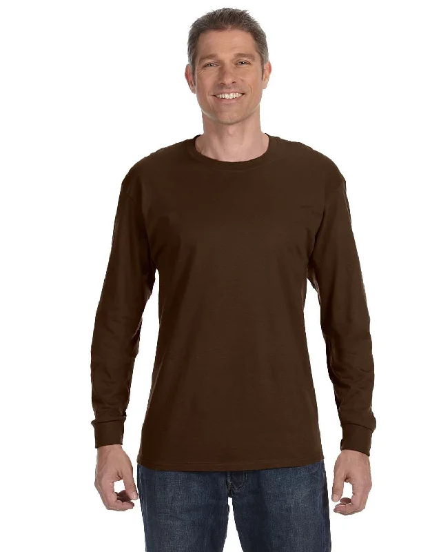 Jerzees DRI-POWER ACTIVE Long Sleeve T-Shirt | Chocolate Fashionable Trendy Casual