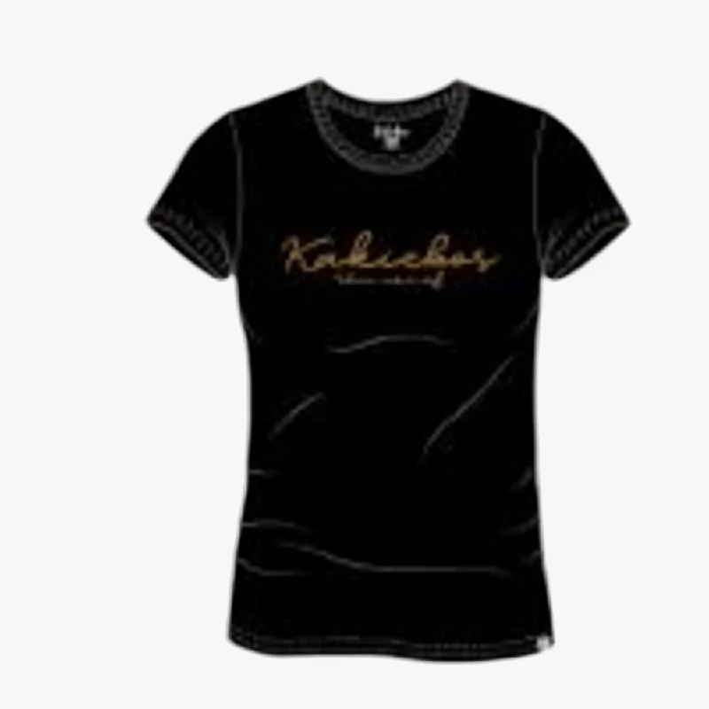 Kakiebos Womens Classic Fit Short Sleeve Tee Black Satin Fabric Silk Fabric Chiffon Fabric