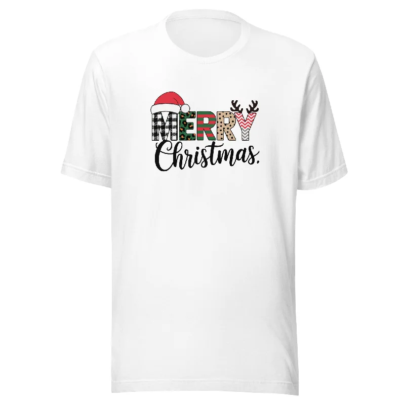 Merry Christmas Graphic Women Staple Eco T-Shirt Hooded Caped Shawl Collar