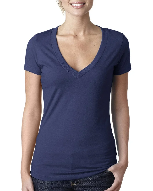 Next Level Ladies CVC Deep V-Neck Tee | Storm Hooded Caped Shawl Collar