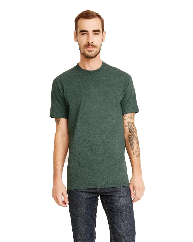 Next Level Mens Sueded T-Shirt | Hth Forest Green Real Fur Shearling Chenille