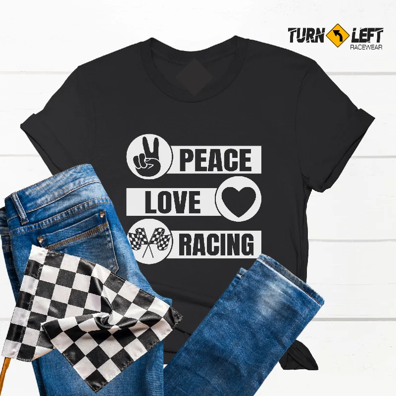 Peace Love Racing Women's T-Shirt Notch Collar Peter Pan Collar Cowl Neck