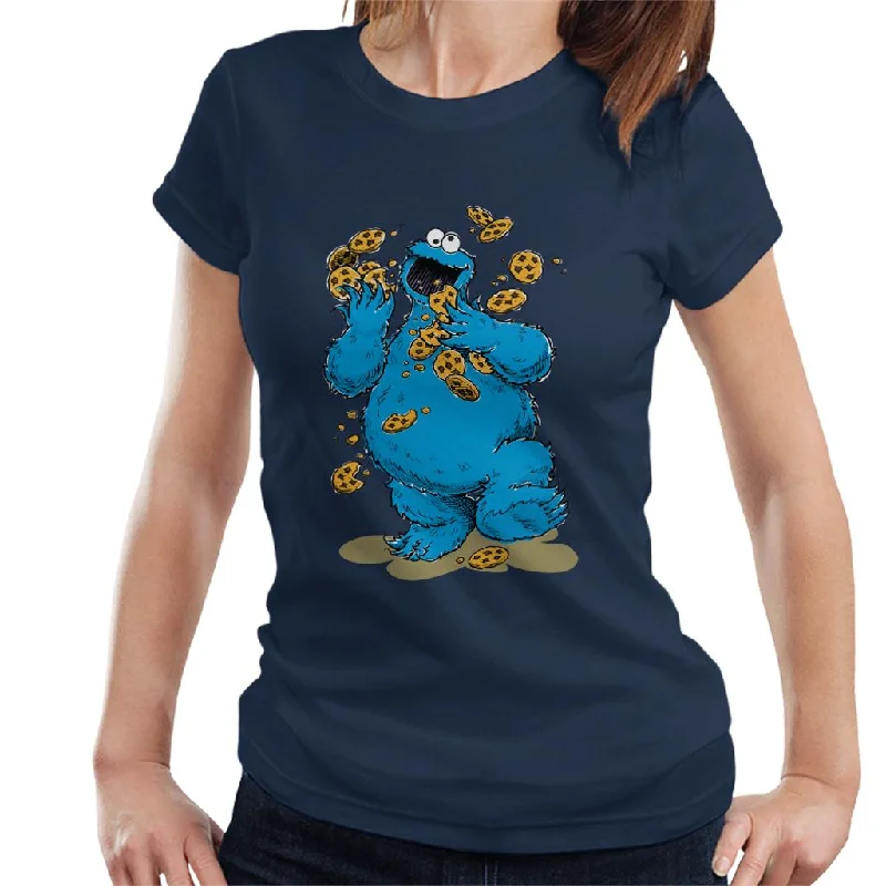 Sesame Street Cookie Monster Cookies Women's T-Shirt Sequined Glittery Shiny