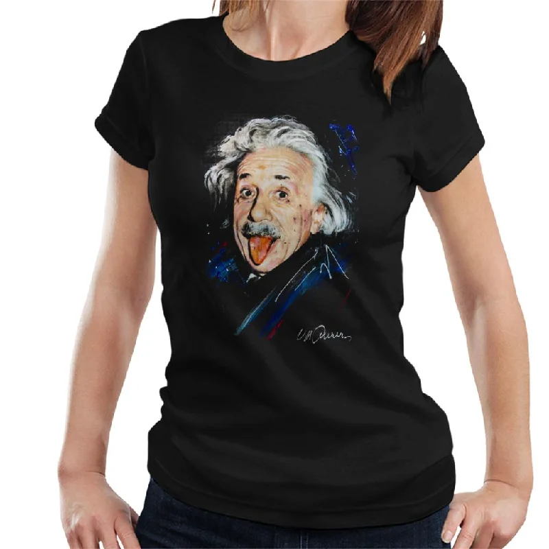 Sidney Maurer Original Portrait Of Albert Einstein Women's T-Shirt Silk Blend Satin Velvet