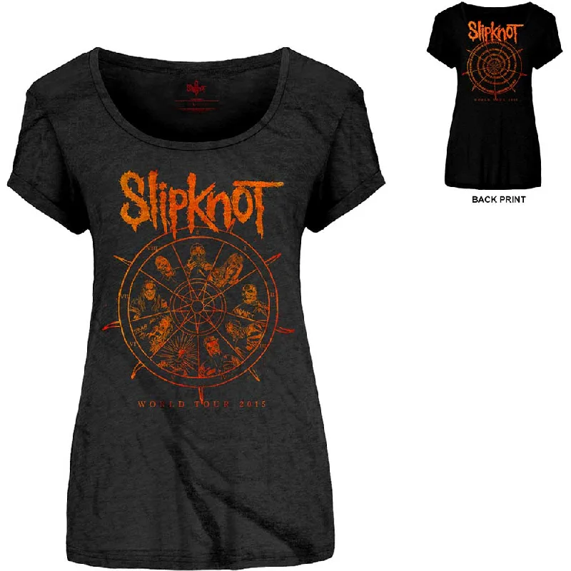 Slipknot The Wheel Ladies Scoop Neck T-Shirt Cashmere Blend Cotton Blend Poly Blend