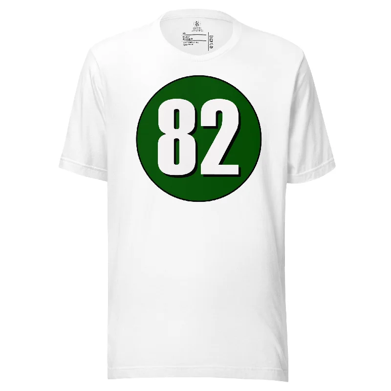 Unisex t-shirt: White on Hunter Green 82 Collared T-Shirt Boat Neck A-Line