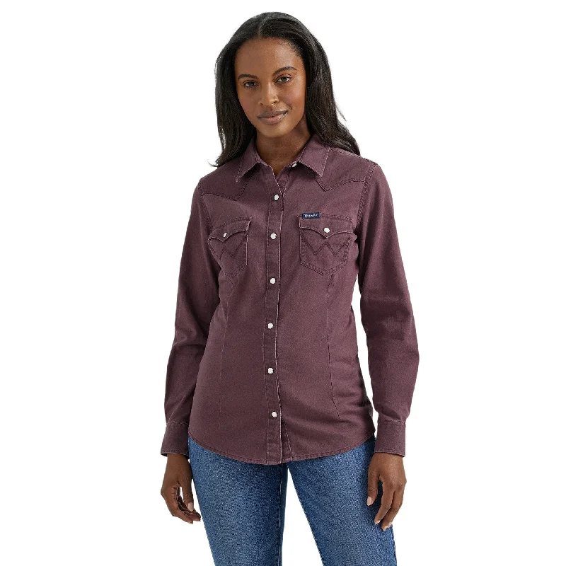 Wrangler Women's Fudge Twill Shirt Mesh Fabric Canvas Fabric Denim Fabric