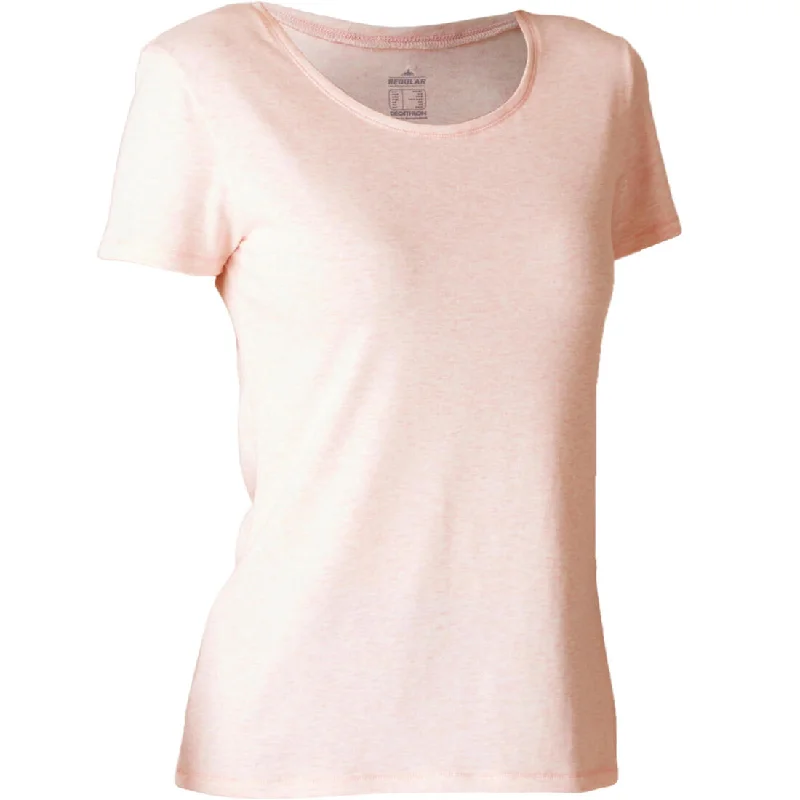 Women's Stretch Cotton Soft Fitness T-Shirt - Light Pink Collared Crew Neck Turtle Neck