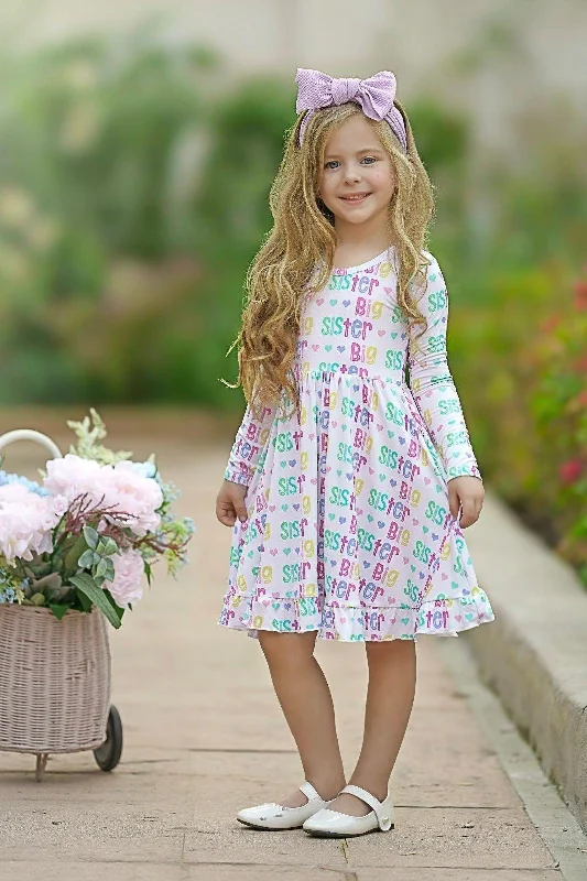 Big Sister Bamboo Twirl Dress for Sibling Matching Tunics Trendy modern