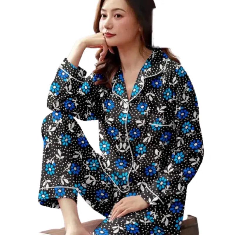 Black Printed Nighty | Most Elegant Night Dress Online Tunics Winter warm