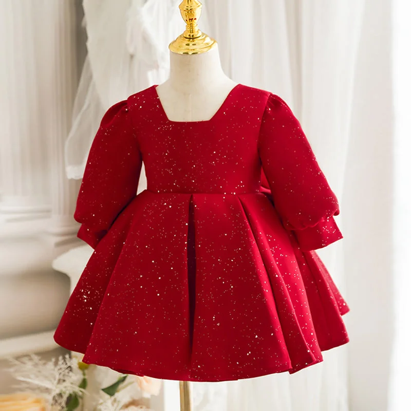 Girl Christmas Dress Baby Girl Winter Princess Dresses Toddler Long Sleeve Sequin Bow Birthday Party Dress Tunics Fashionable chic