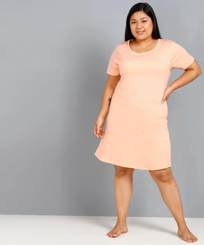 Womens Solid Plus Size Night Dress (Peach) Tunics Versatile all-occasion