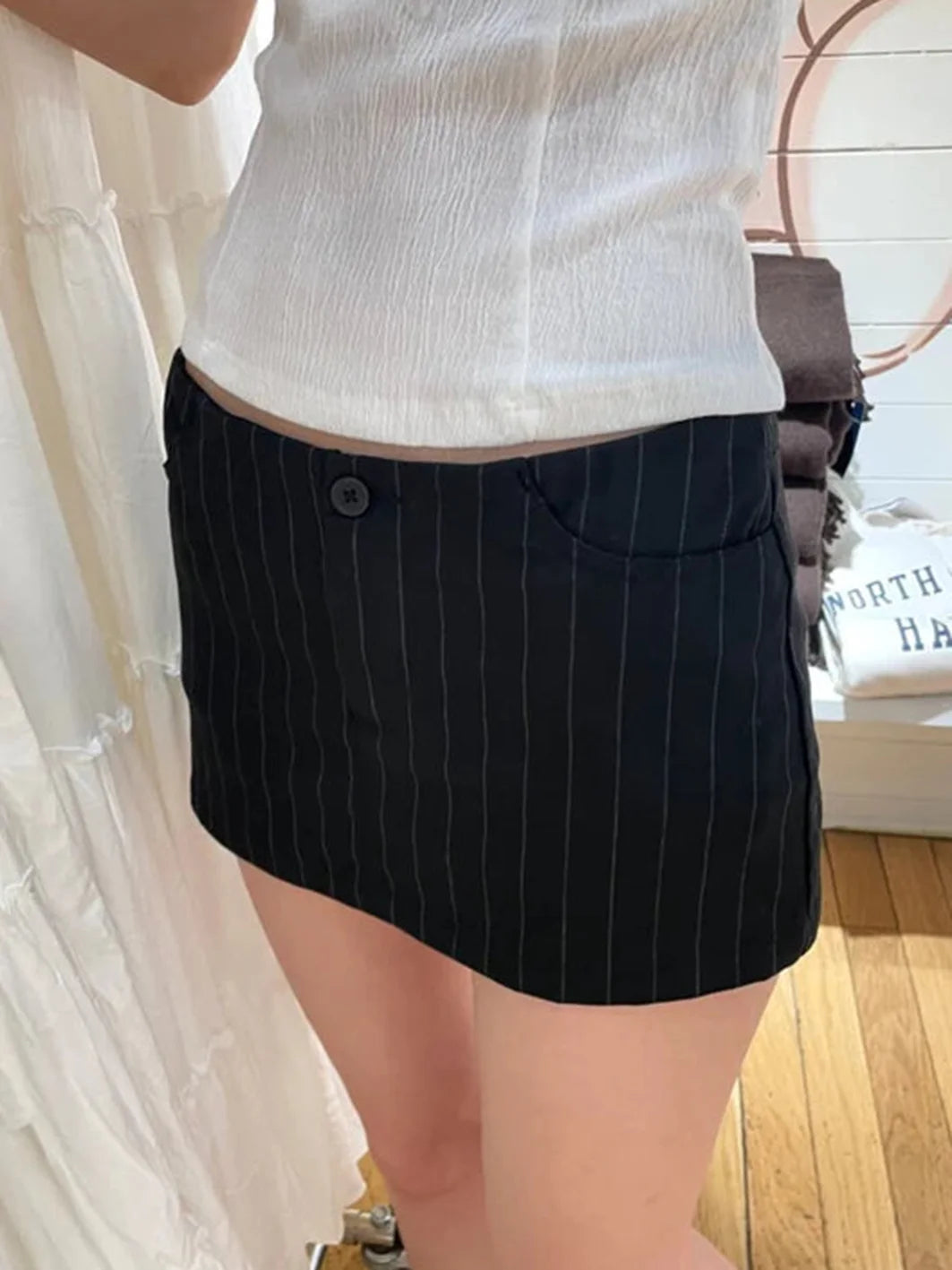 DressBetty - New Stripes Straight High Waist Mini Skirt Tunics Ceremony elegant