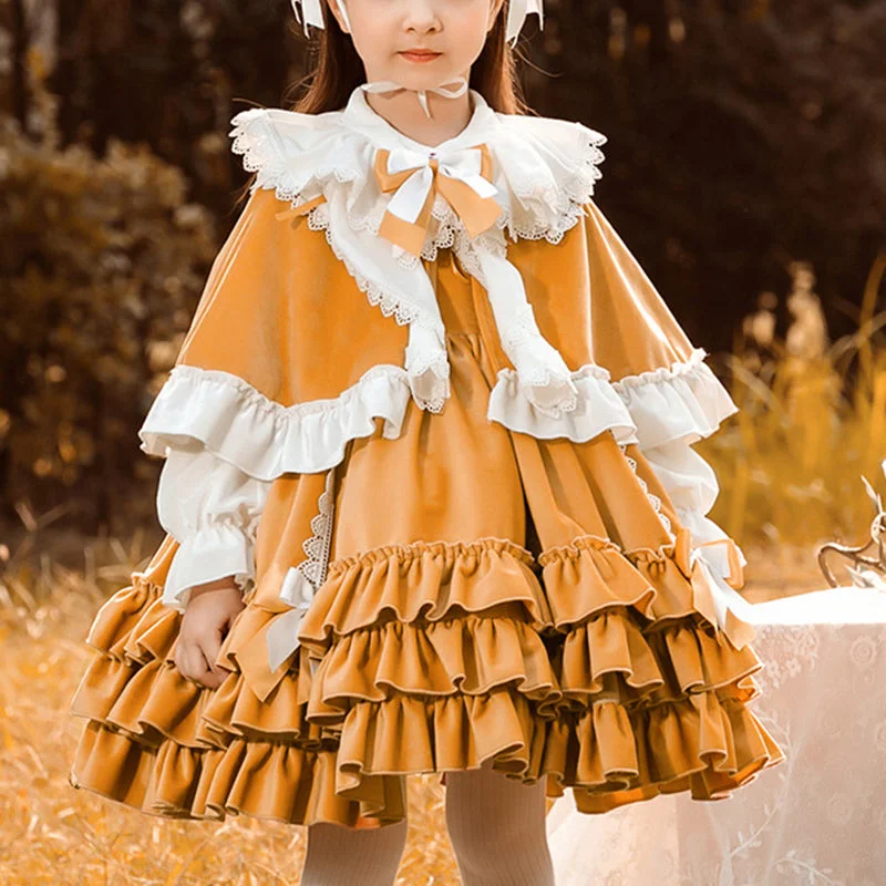 Baby Girl Dress Little Girl Party Elegant Lolita Velvet Fluffy Princess Dress Tunics Cozy comfortable